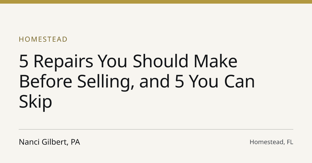 Title card for the article: 5 Repairs You Should Make Before Selling, and 5 You Can Skip