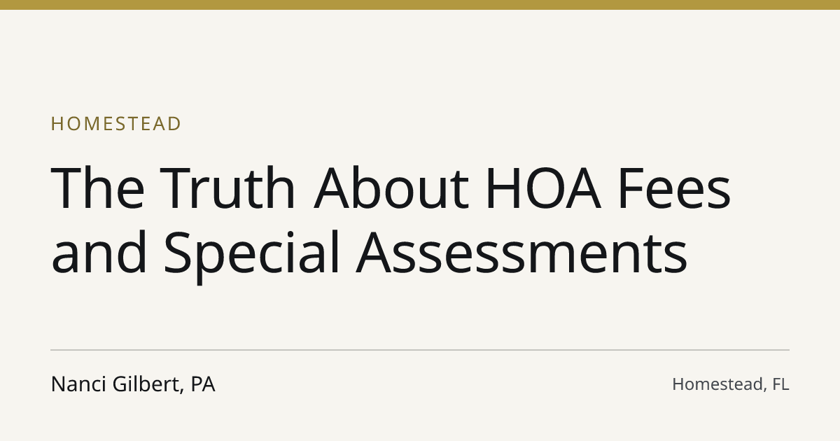 Title card for the article: The Truth About HOA Fees and Special Assessments